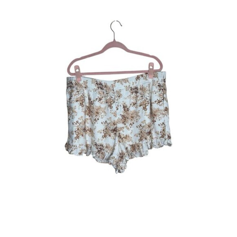 Abercrombie x Tia Booth Ruffle Hem Floral Linen Blend Shorts | Size XL Mid Rise